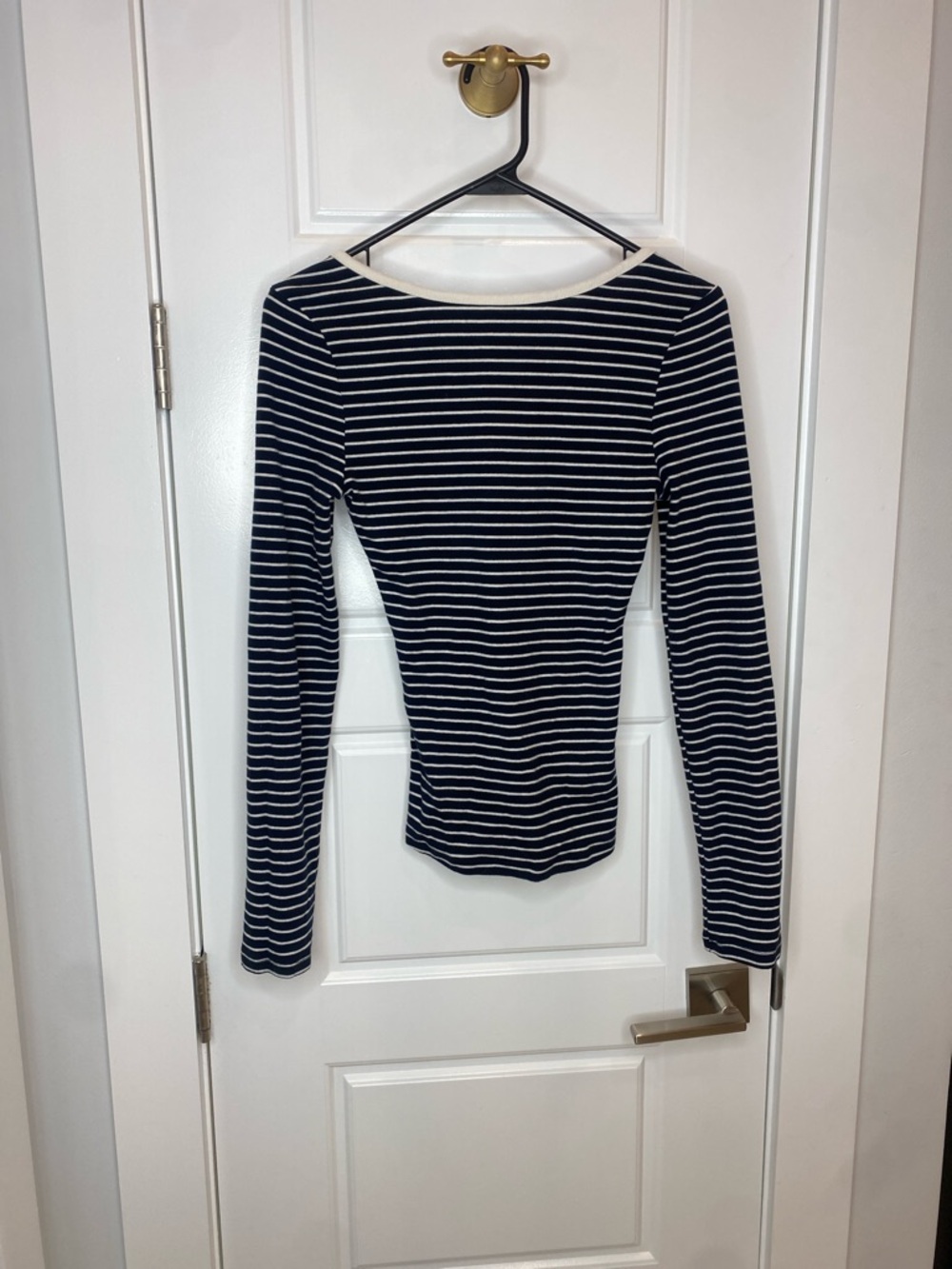 Universal Thread Navy & White Striped Long-Sleeve Top